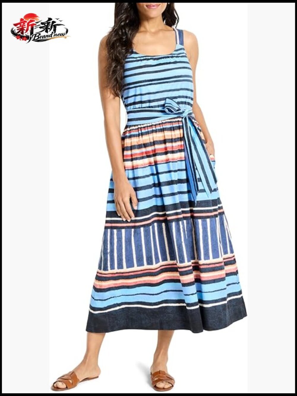 Cotton Fit & Flare Dress with Pockets and Self Belt